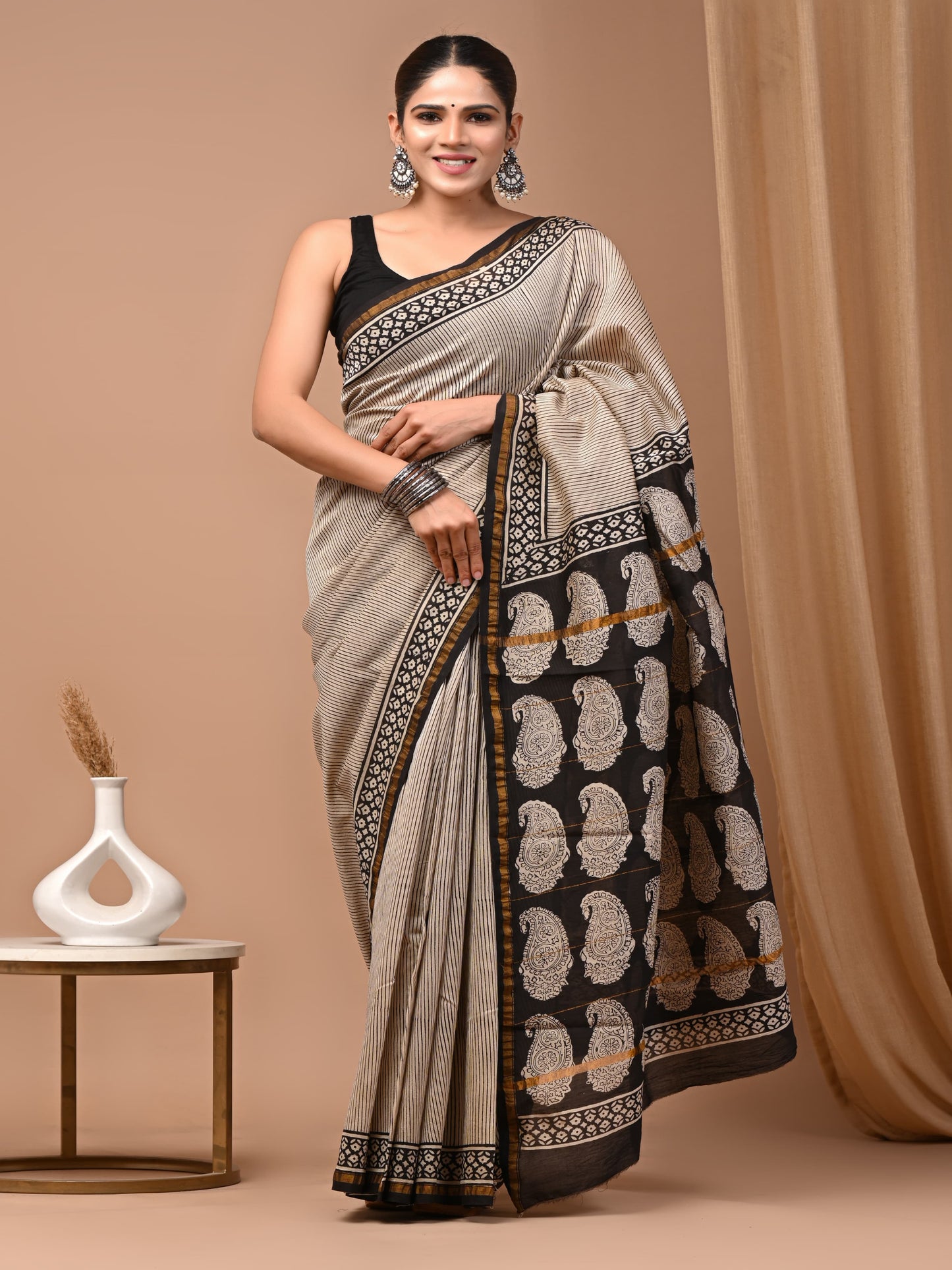 Hand crafted Chanderi saree