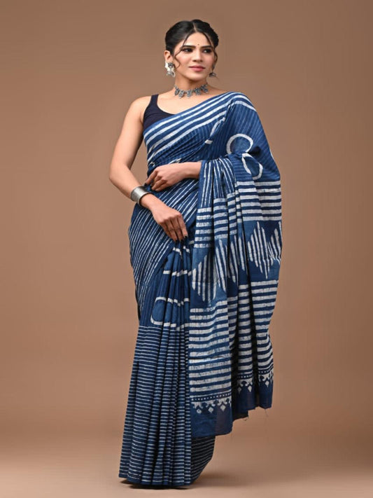 New Hand block cotton printed saree
