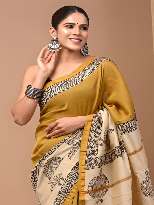 Hand crafted Chanderi saree