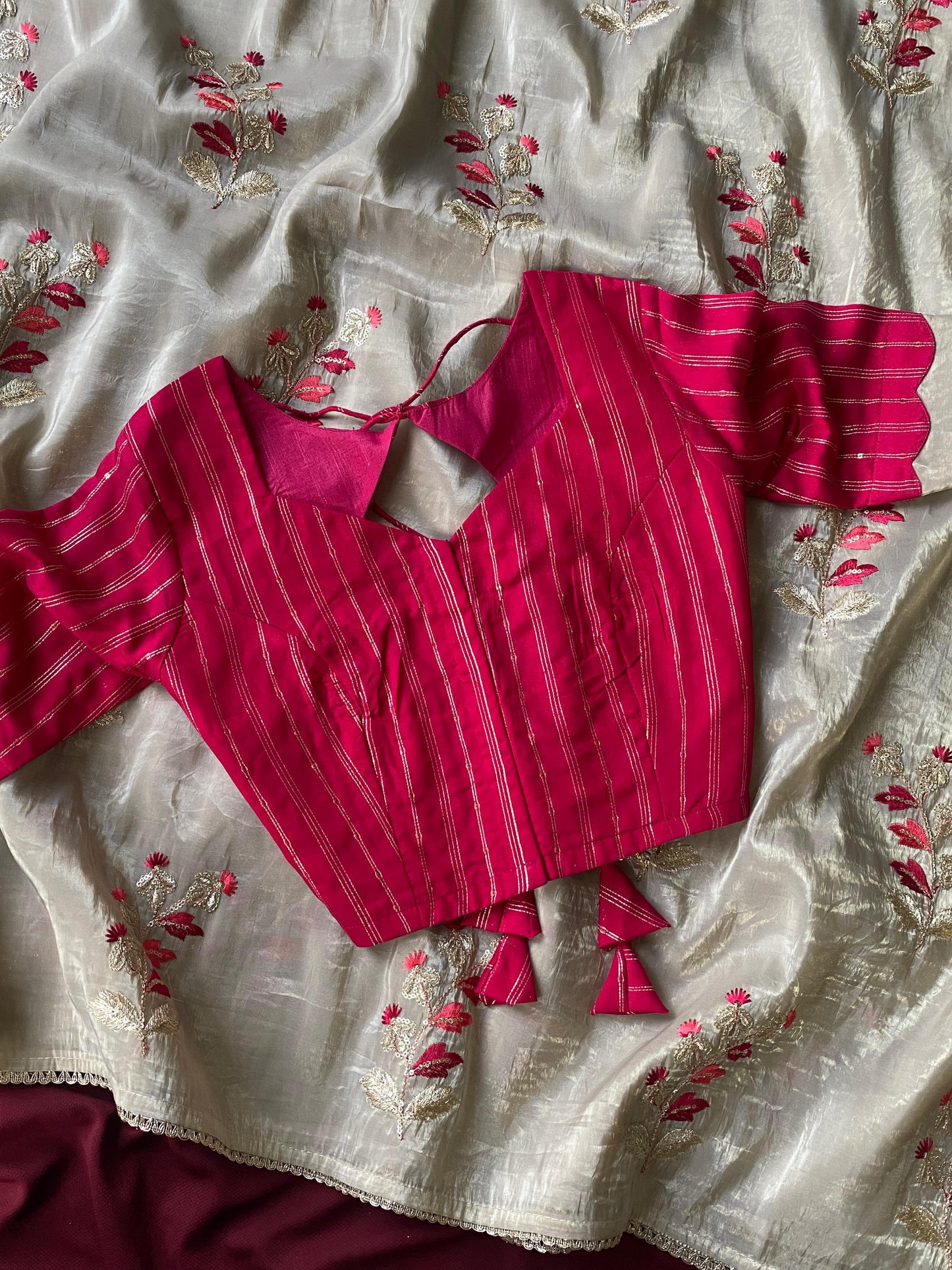 Paper silk crushed saree