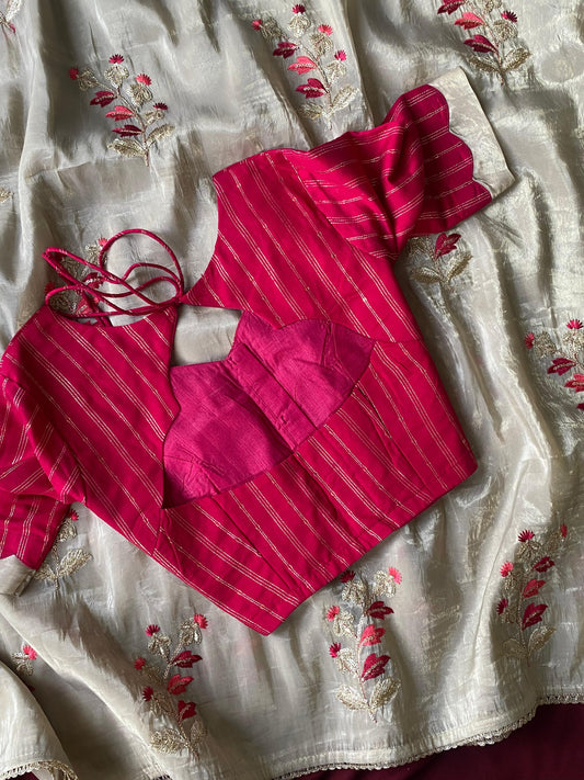 Paper silk crushed saree