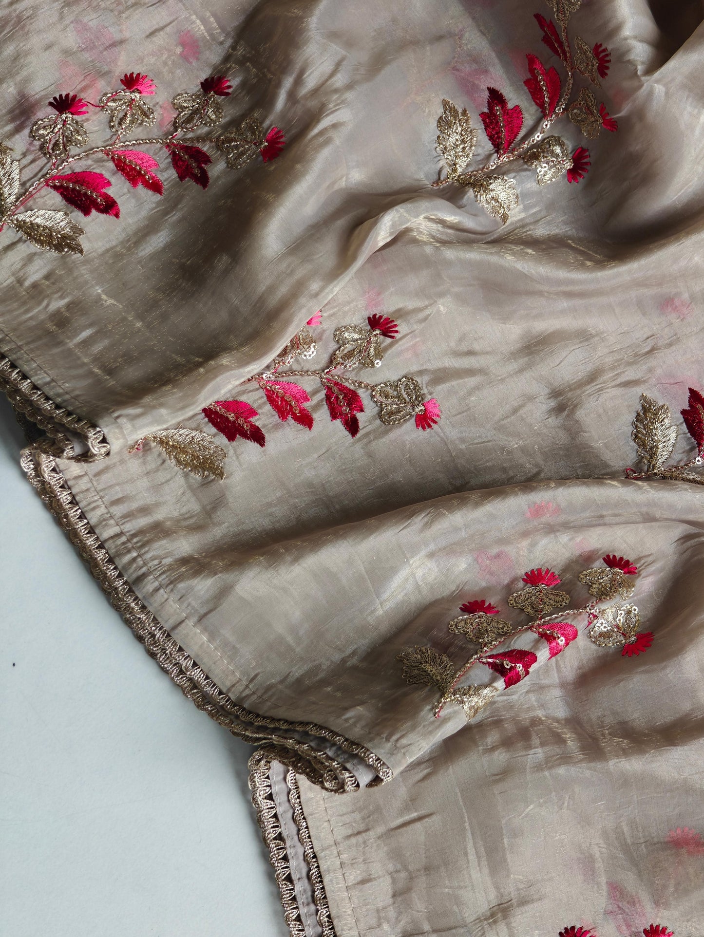 Paper silk crushed saree
